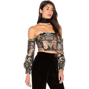 LPA brocade off the shoulder top- size XS